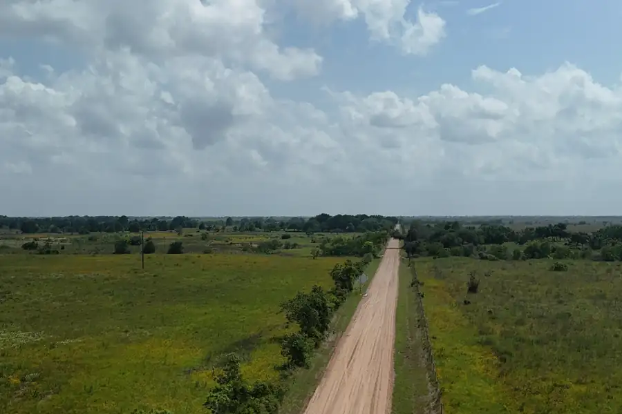 The gravel road running along Tract 4, Austin County, Texas.